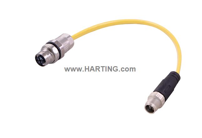 M12 X-cod 8-pol st/PFT m/f PUR 2.0m