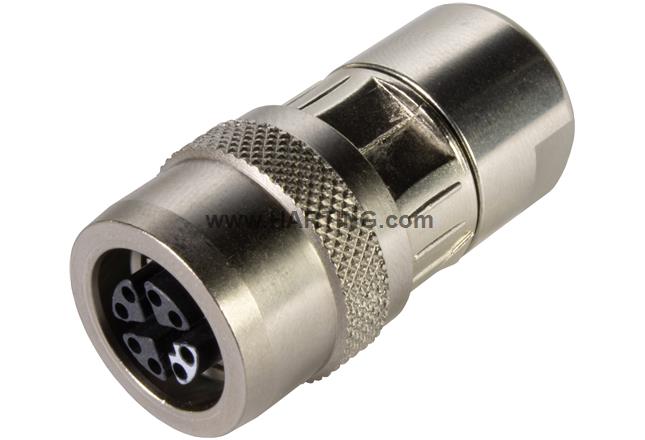 M12 PP female X-cod 8-pol crimpflange