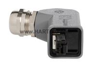 Han3A RJ45 Cat5 plug 4p IDC, angled