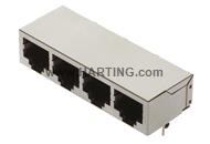 RJInd 4-ports RJ45 PCB jack THT