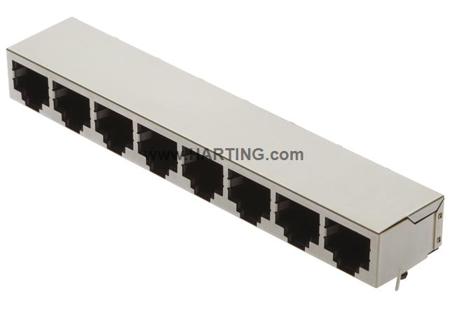 RJInd 8-ports RJ45 PCB jack THT