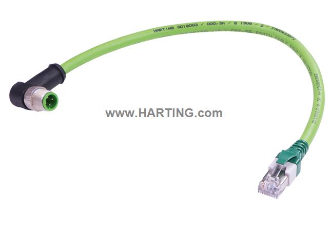 RJ45 - M12 d-code ang AWG22/7 PUR 0.5m