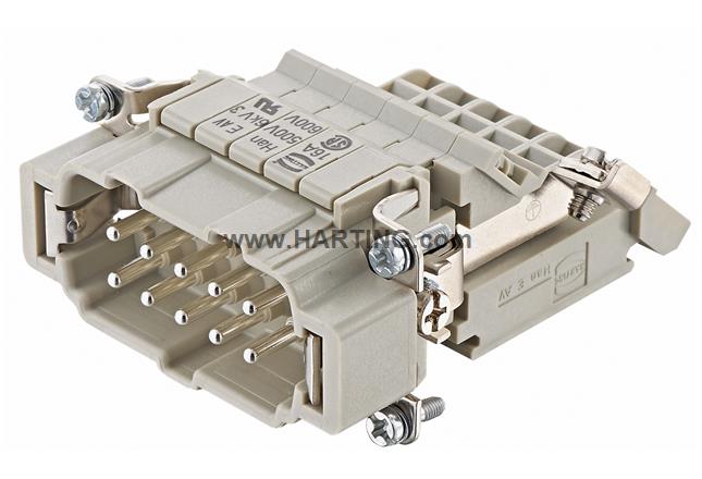 Han E AV 10 Pos. M Insert Term Block Rig