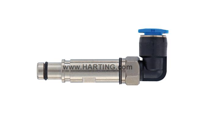 Pneum. contact metal OD 6mm male angled
