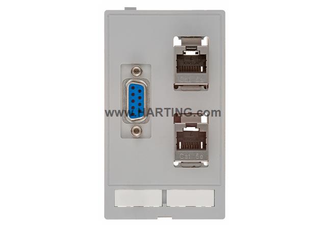 Data module  (2x RJ45+1xD-Sub9 Bu/Bu)