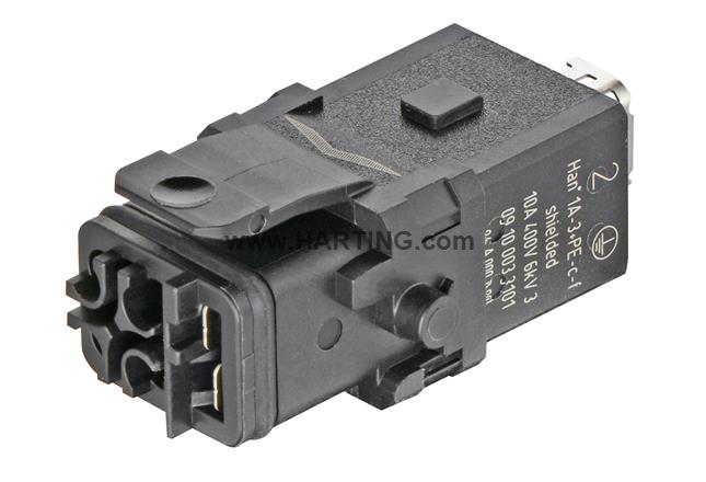 Han 1A-3+PE-c-f shielded, latch