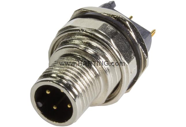 PCB receptacle male back A-cod 4-pole