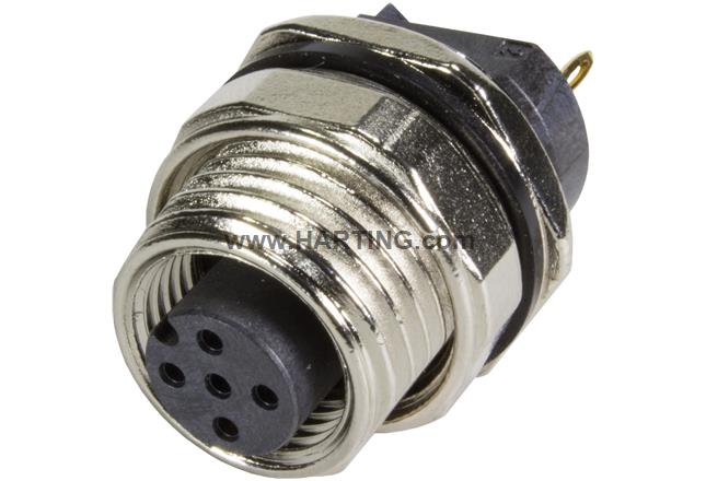 PCB receptacle female back A-cod 4-pole