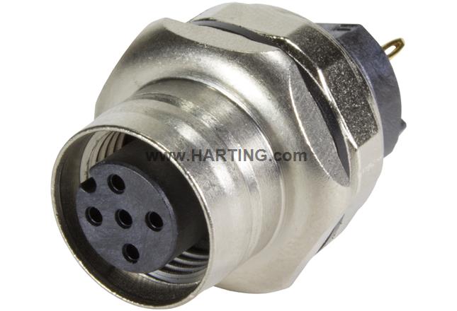 PCB receptacle female front A-cod 4-pole