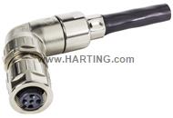 M12 SD D-cod 4 pol Ø6,6mm female angled