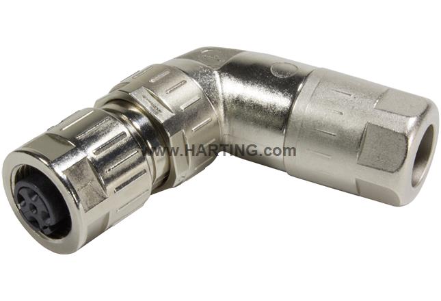 M12 slim angled female D-cod 4-pol