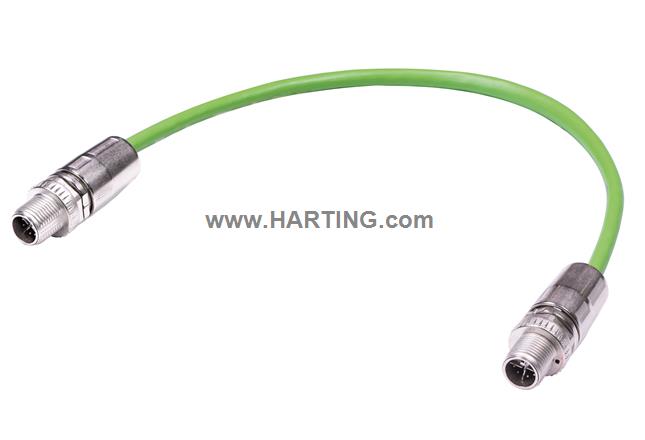 M12 X-cod st/st m/m PUR Green 15m