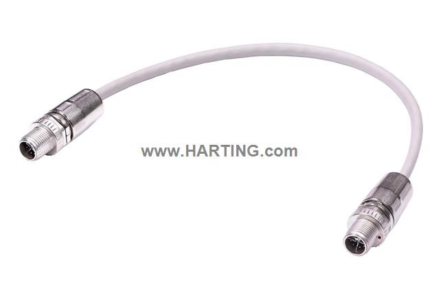 M12 X-cod st/st m/m PUR Grey 5.0m