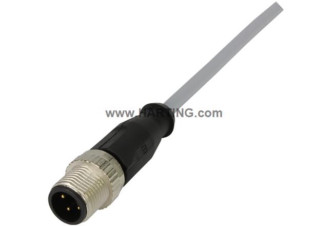 M12 Cable Assembly A-cod st/- m/- 0,5m