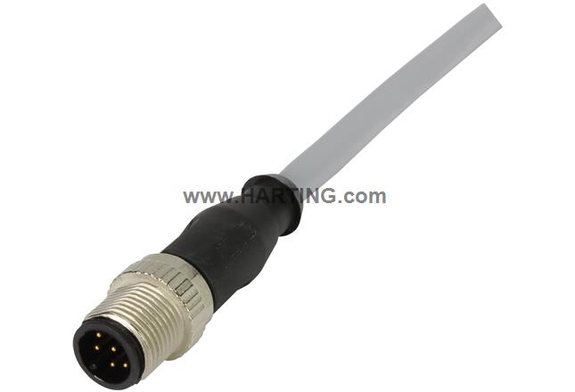 M12 Cable Assembly A-cod st/- m/- 1,0m