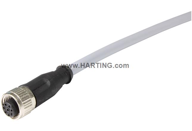 M12 Cable Assembly A-cod st/- f/- 5,0m