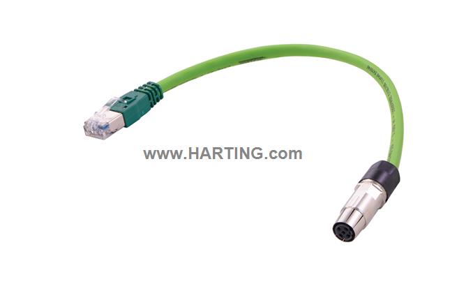 Han M12 D-cod 4-pol f - RJ45 PUR 2m