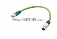 Han M12 D-cod 4-pol f - RJ45 PUR 5m