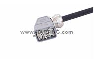 Han 6 B-E CA lever f/- ang/- PVC, 1m