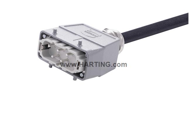 Han 6 B-E CA lever m/- st/-PVC, 1m