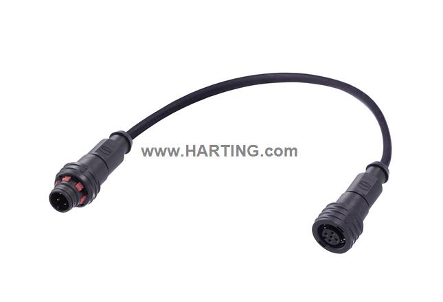 M12 A-cod 3-pol st/st m/f PPi PUR 0.5m