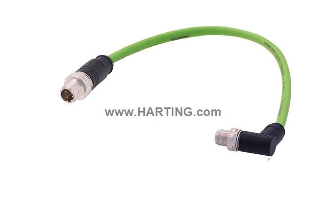 M12 D-cod 4-pol st/an m/m PUR 0.5m