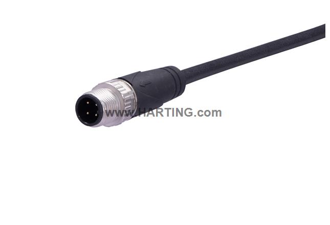 M12 A-cod 4-Pol st/- m/- PUR shld. 3,0 m