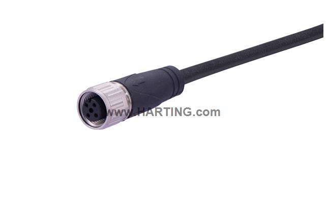 M12 A-coded 4pol st/- f/- shld PVC 5m