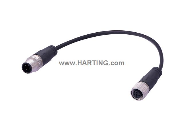 M12 A-cod 5-pol st/st m/f PUR 5m