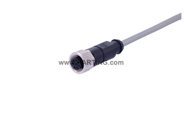 M12 A-cod 8-pole st/- f/- PVC 15.0m