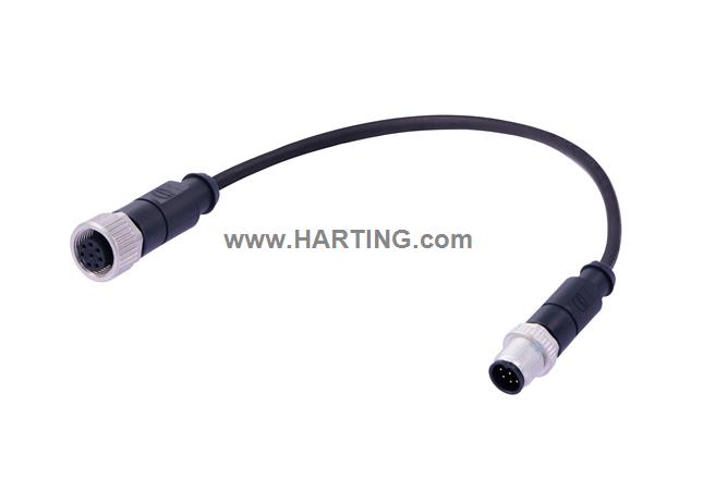 M12 A-cod 8-pole st/st m/f PUR 0.5m