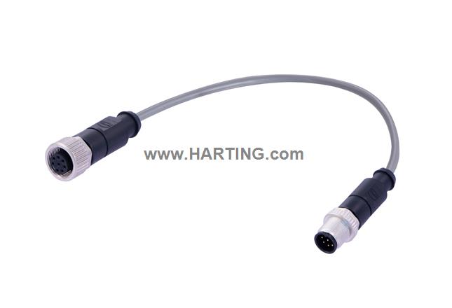 M12 A-cod 8-pole st/st m/f PVC 1.5m