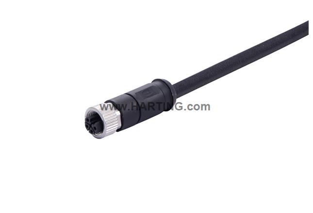 M12 L-cod 4-pol st/- f/- PUR 1.0m