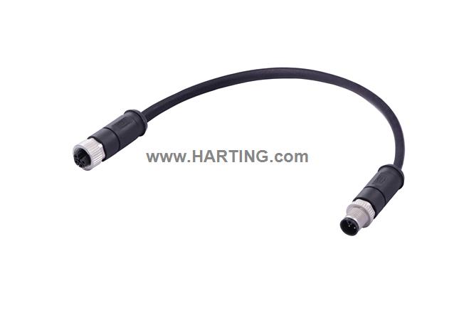 M12 L-cod 4-pol st/st f/m PUR 5.0m